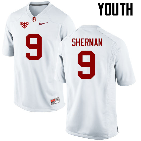 Youth Stanford Cardinal #9 Richard Sherman College Football Jerseys Sale-White - Click Image to Close